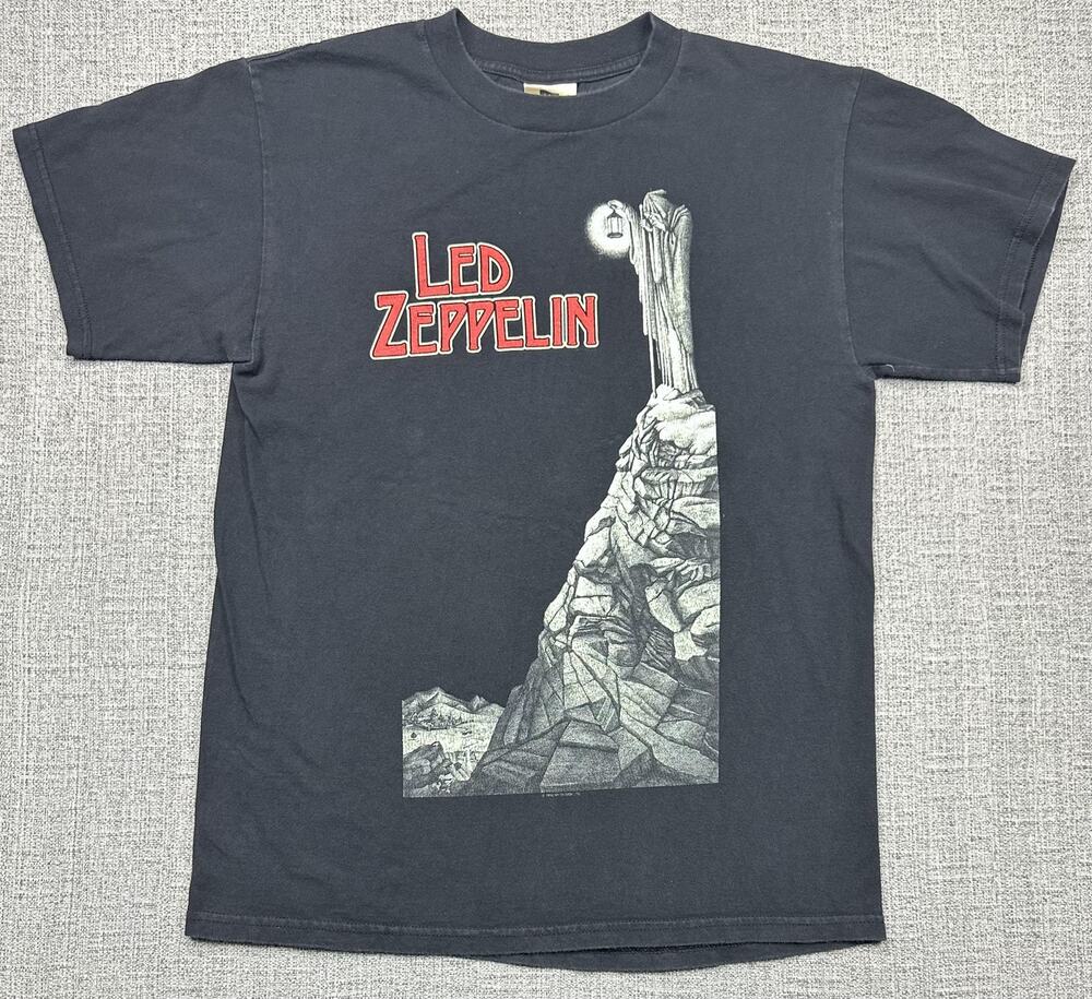 Vintage Led Zeppelin Shirt Mens L Black Hermit Zoso Winterland 1999 Double Sided